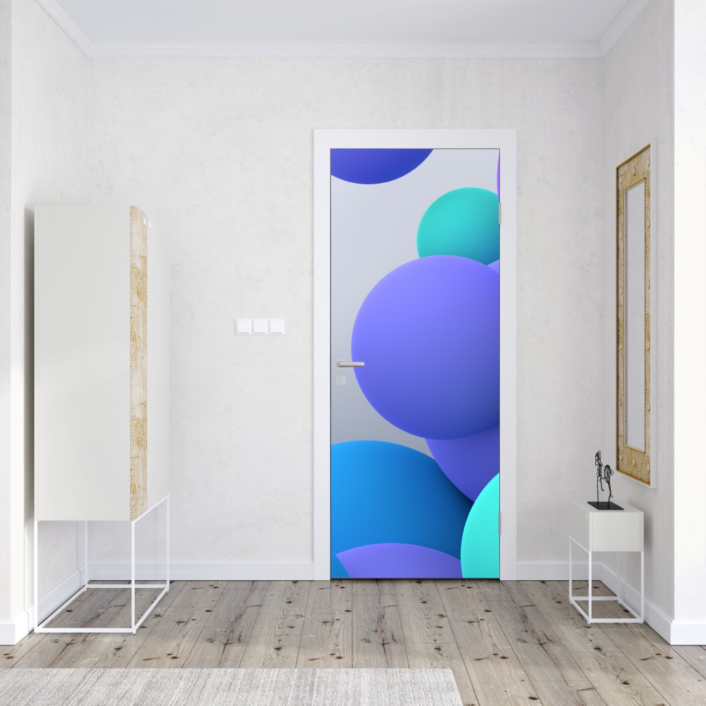 Naklejka na drzwi kolorowe pływające kule 3d abstrakcja – Wallissimo® Naklejka na drzwi kolorowe pływające kule 3d abstrakcja – Wallissimo®