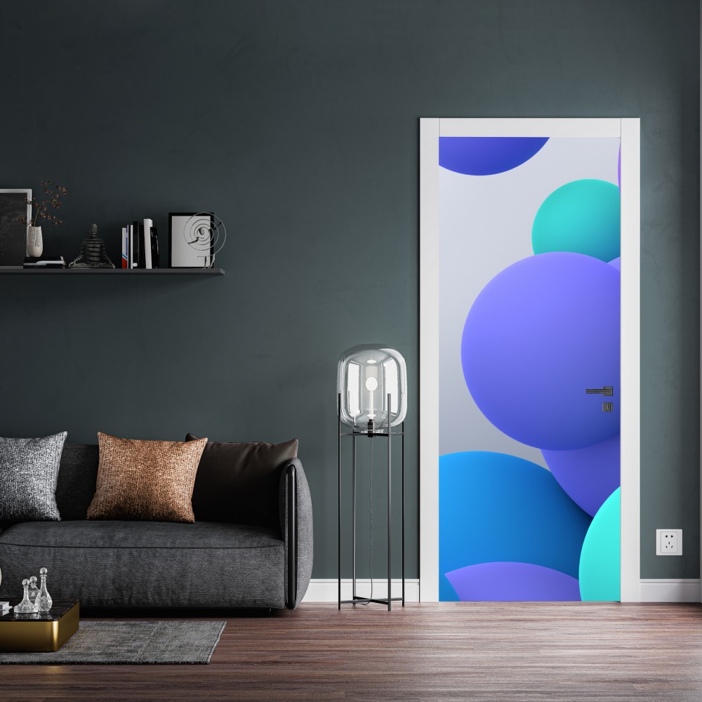 Naklejka na drzwi kolorowe pływające kule 3d abstrakcja – Wallissimo® Naklejka na drzwi kolorowe pływające kule 3d abstrakcja – Wallissimo®
