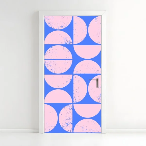 Naklejka na drzwi pastelowy geometryczny wzór z kołami