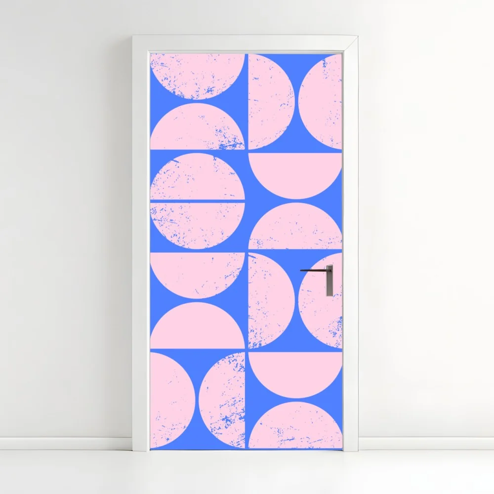 Naklejka na drzwi pastelowy geometryczny wzór z kołami – Wallissimo® Naklejka na drzwi pastelowy geometryczny wzór z kołami – Wallissimo®