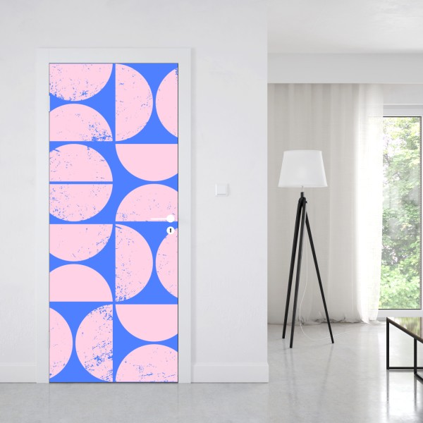 Naklejka na drzwi tropikalny wzór kwiatowy z hibiskusem i plumerią – Wallissimo®