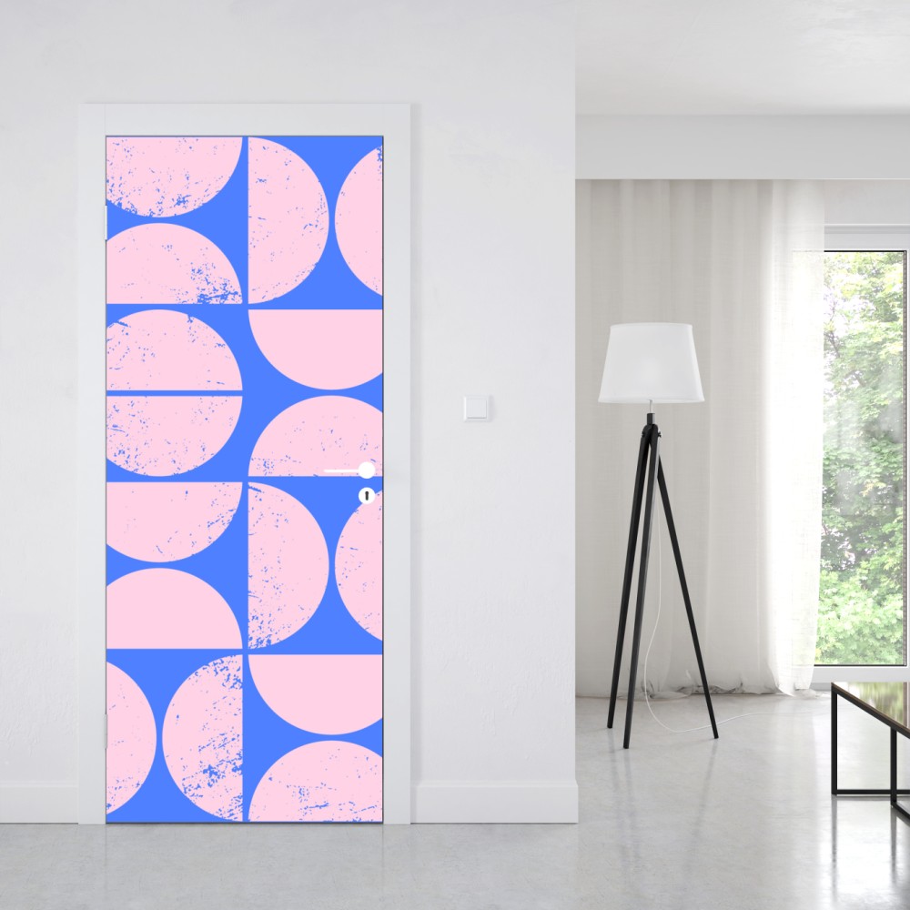 Naklejka na drzwi pastelowy geometryczny wzór z kołami – Wallissimo® Naklejka na drzwi pastelowy geometryczny wzór z kołami – Wallissimo®
