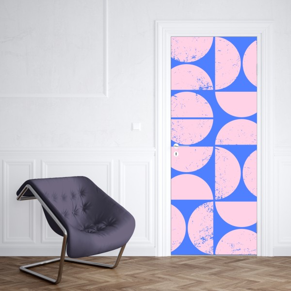 Naklejka na drzwi pastelowy geometryczny wzór z kołami – Wallissimo® Naklejka na drzwi pastelowy geometryczny wzór z kołami – Wallissimo®