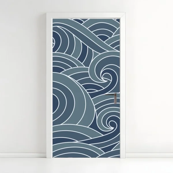 Naklejka na drzwi złoty wzór liści na białym tle – Wallissimo®