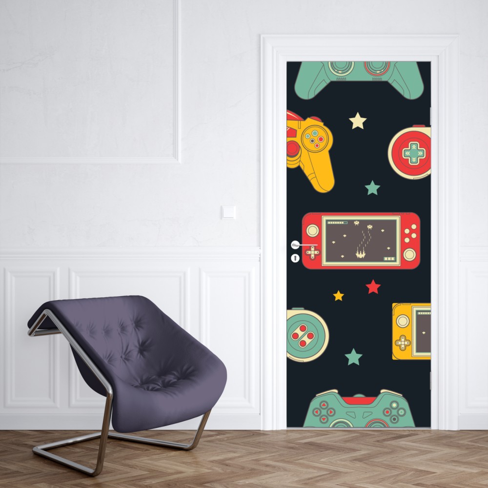 Naklejka na drzwi wzór retro padów do gier – Wallissimo® Naklejka na drzwi wzór retro padów do gier – Wallissimo®