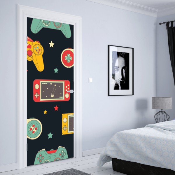 Naklejka na drzwi wzór retro padów do gier – Wallissimo® Naklejka na drzwi wzór retro padów do gier – Wallissimo®