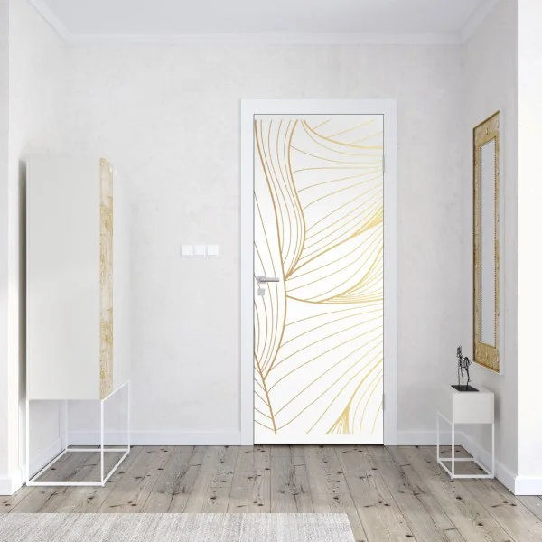 Naklejka na drzwi czarny marmur ze złotymi żyłami – Wallissimo®