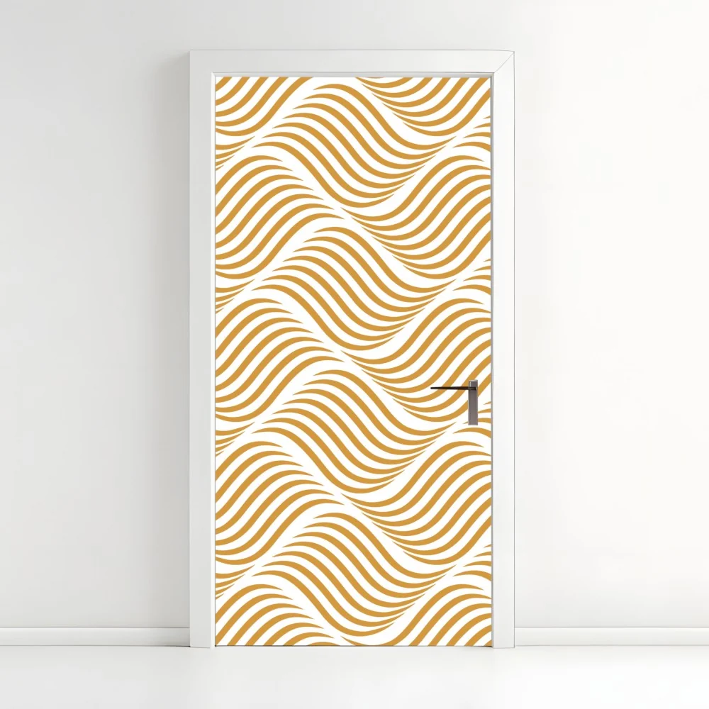 Naklejka na drzwi złoty wzór falowy do dekoracji ściennej – Wallissimo® Naklejka na drzwi złoty wzór falowy do dekoracji ściennej – Wallissimo®