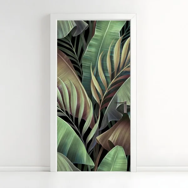 Naklejka na drzwi niebieskie peonie w stylu botanicznym – Wallissimo®