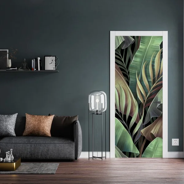 Naklejka na drzwi niebieskie peonie w stylu botanicznym – Wallissimo®