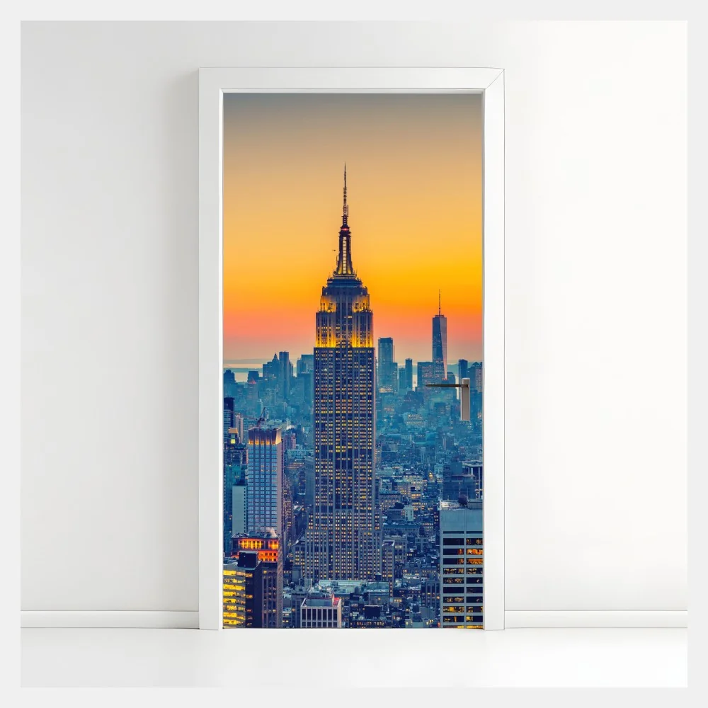 Naklejka na drzwi zachód słońca nad Nowym Jorkiem – Wallissimo® Naklejka na drzwi zachód słońca nad Nowym Jorkiem – Wallissimo®