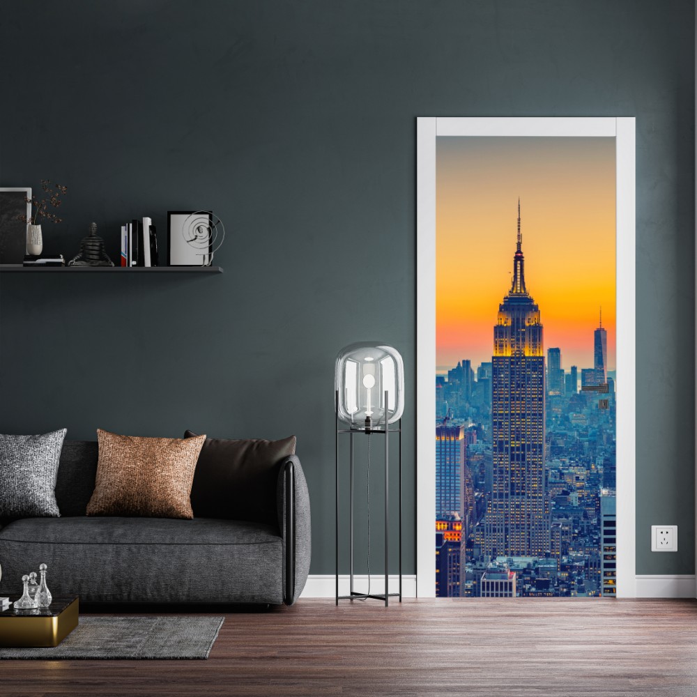 Naklejka na drzwi zachód słońca nad Nowym Jorkiem – Wallissimo® Naklejka na drzwi zachód słońca nad Nowym Jorkiem – Wallissimo®