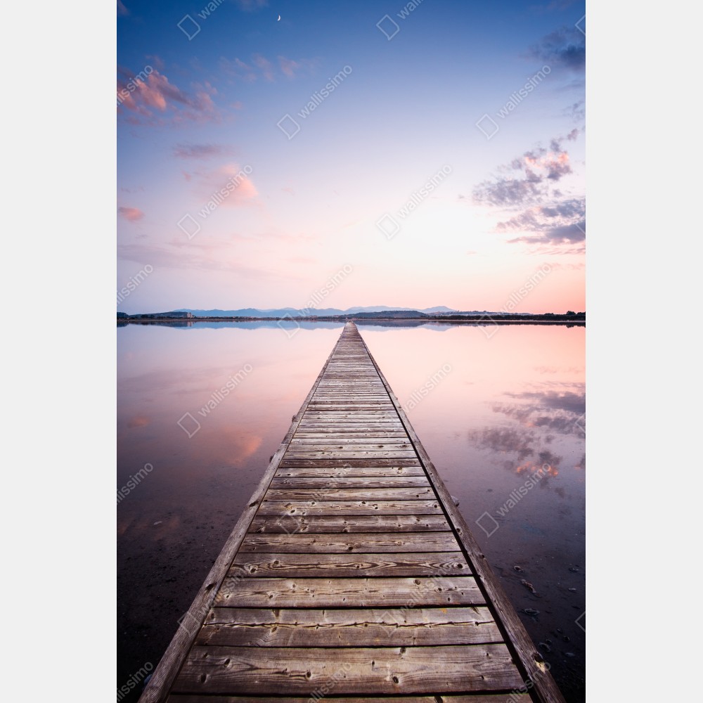 Naklejka na biurko i stół pomost prowadzący w stronę horyzontu o zachodzie słońca – Wallissimo® Naklejka na biurko i stół pomost prowadzący w stronę horyzontu o zachodzie słońca – Wallissimo®