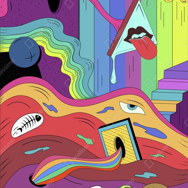 Naklejka na biurko i stół psychodeliczny pop artowy sen – Wallissimo® Naklejka na biurko i stół psychodeliczny pop artowy sen – Wallissimo®
