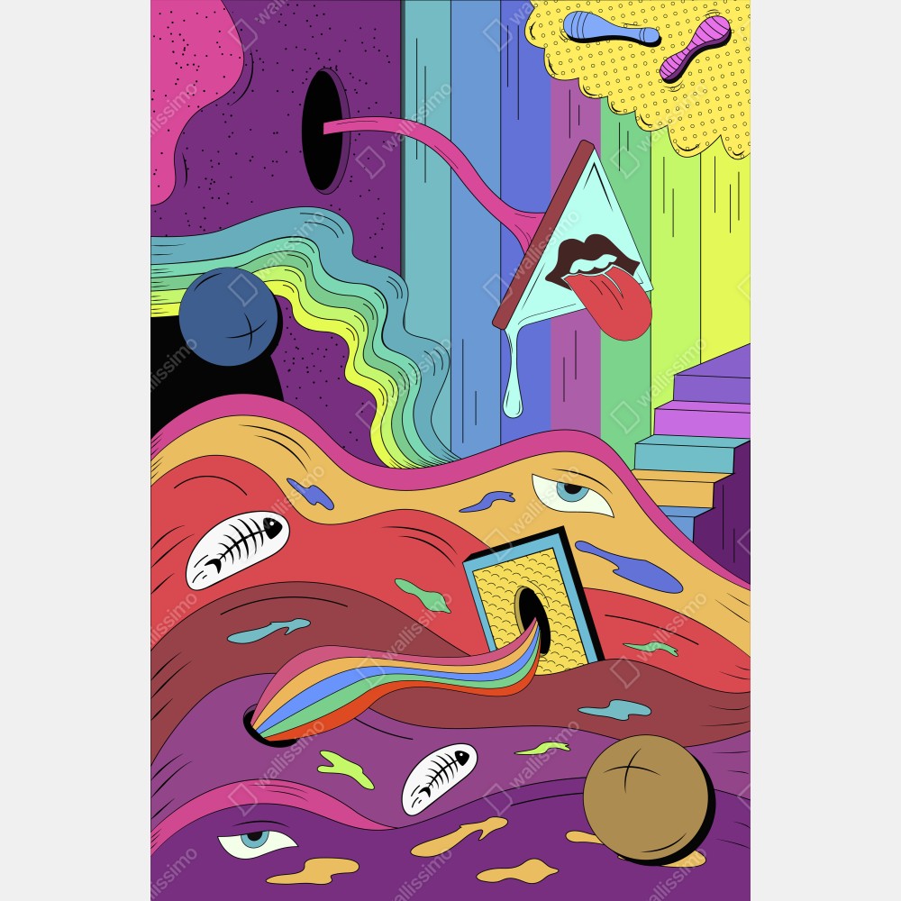 Naklejka na biurko i stół psychodeliczny pop artowy sen – Wallissimo® Naklejka na biurko i stół psychodeliczny pop artowy sen – Wallissimo®