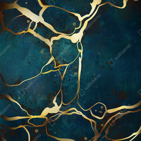 Naklejka na biurko i stół turkusowo-złota abstrakcja ze złotymi żyłami – Wallissimo® Naklejka na biurko i stół turkusowo-złota abstrakcja ze złotymi żyłami – Wallissimo®