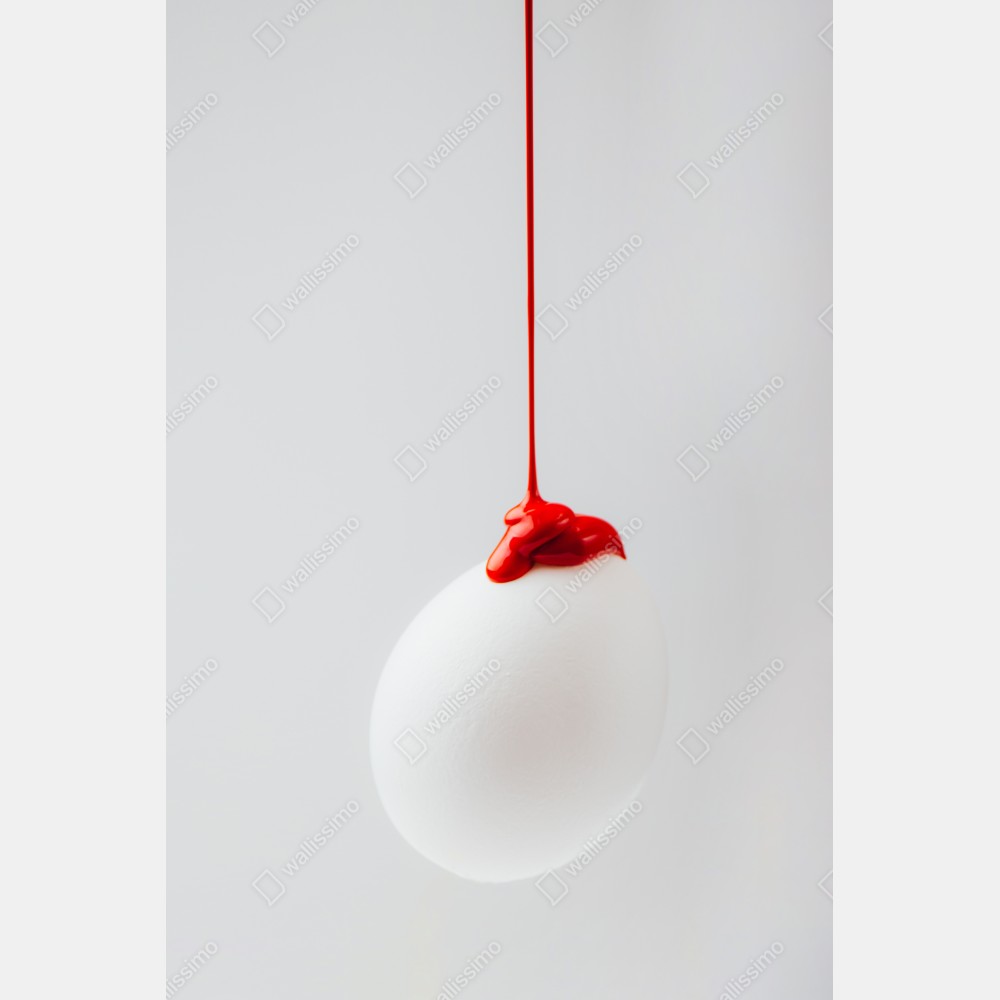 Naklejka na biurko i stół czerwona kropla na białym jajku – Wallissimo® Naklejka na biurko i stół czerwona kropla na białym jajku – Wallissimo®