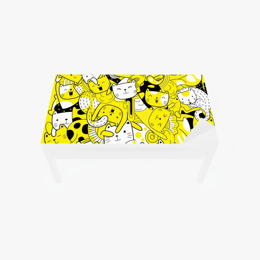 Naklejka na biurko i stół zabawna żółta mozaika kotów – Wallissimo® Naklejka na biurko i stół zabawna żółta mozaika kotów – Wallissimo®