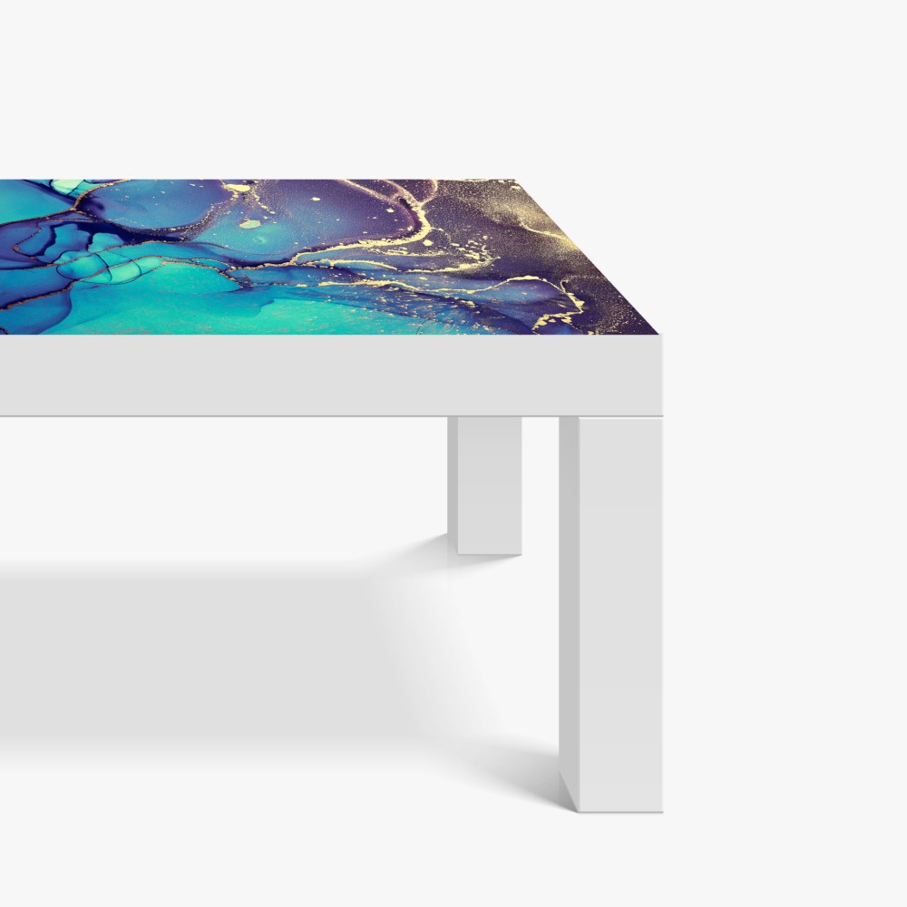 Naklejka na biurko i stół turkusowo-złota płynna marmurkowa abstrakcja – Wallissimo® Naklejka na biurko i stół turkusowo-złota płynna marmurkowa abstrakcja – Wallissimo®