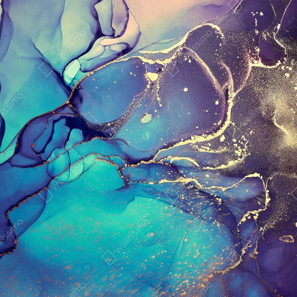 Naklejka na biurko i stół turkusowo-złota płynna marmurkowa abstrakcja – Wallissimo® Naklejka na biurko i stół turkusowo-złota płynna marmurkowa abstrakcja – Wallissimo®