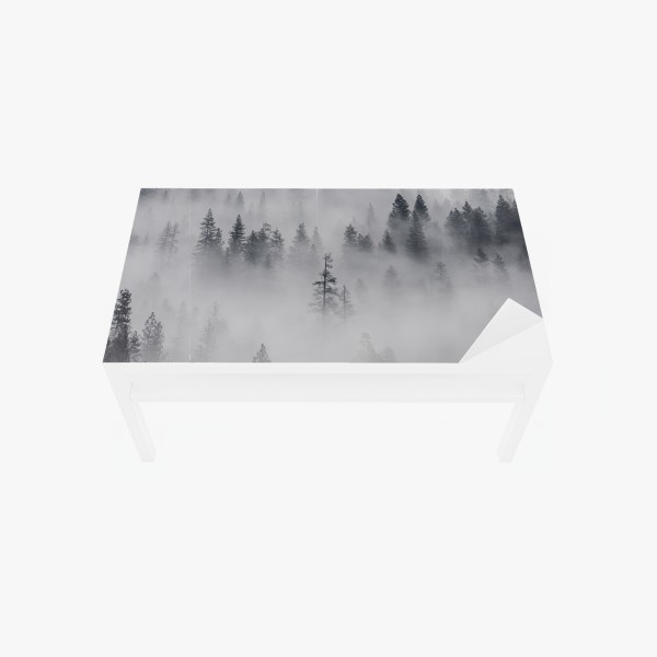 Naklejka na biurko i stół ręcznie rysowany wzór liści na miętowym tle – Wallissimo®