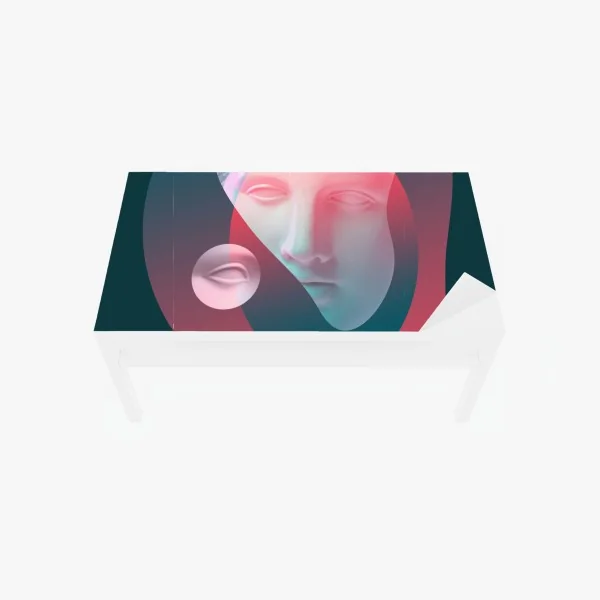 Naklejka na biurko i stół surrealistyczna klasyczna twarz w duotonie