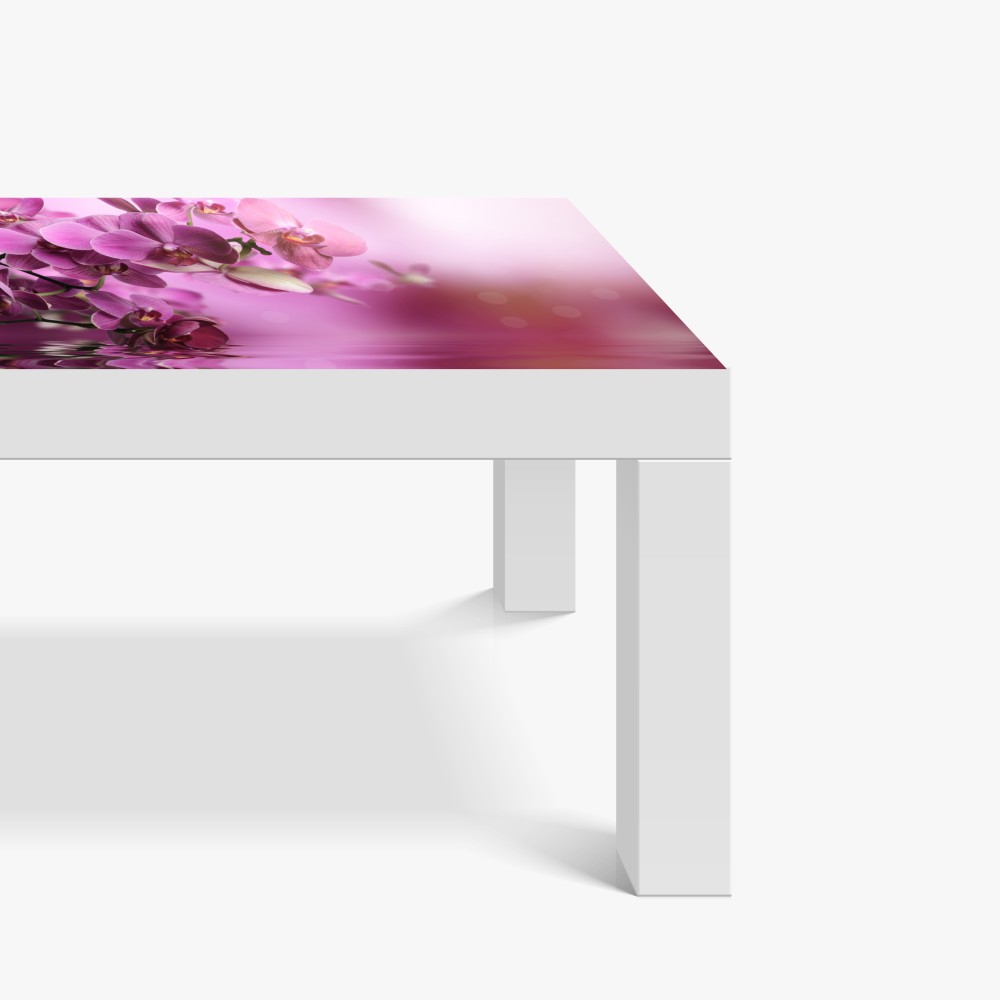 Naklejka na biurko i stół różowe orchidee z odbiciem – Wallissimo® Naklejka na biurko i stół różowe orchidee z odbiciem – Wallissimo®