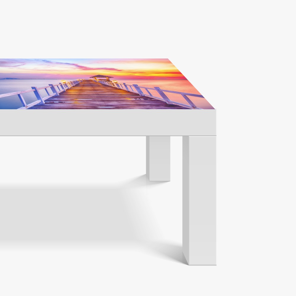 Naklejka na biurko i stół molo o zachodzie słońca nad spokojnym horyzontem – Wallissimo® Naklejka na biurko i stół molo o zachodzie słońca nad spokojnym horyzontem – Wallissimo®