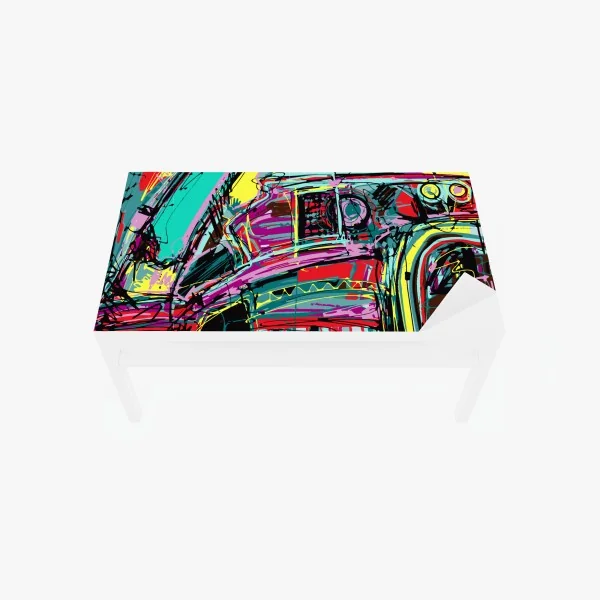 Naklejka na biurko i stół złote słońce nad minimalistycznymi górami – Wallissimo®