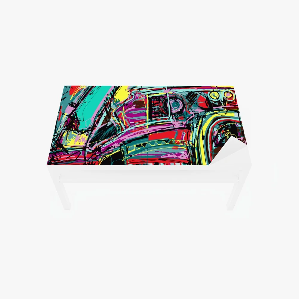 Naklejka na biurko i stół żywa turkusowa abstrakcyjna kompozycja samochodowa – Wallissimo® Naklejka na biurko i stół żywa turkusowa abstrakcyjna kompozycja samochodowa – Wallissimo®