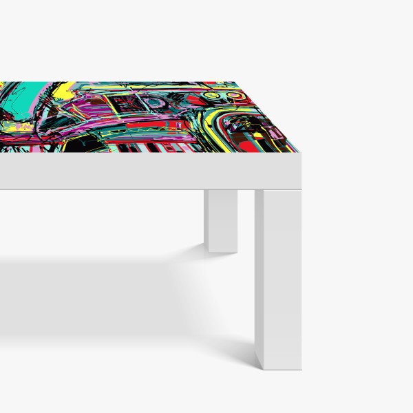 Naklejka na biurko i stół złote słońce nad minimalistycznymi górami – Wallissimo®