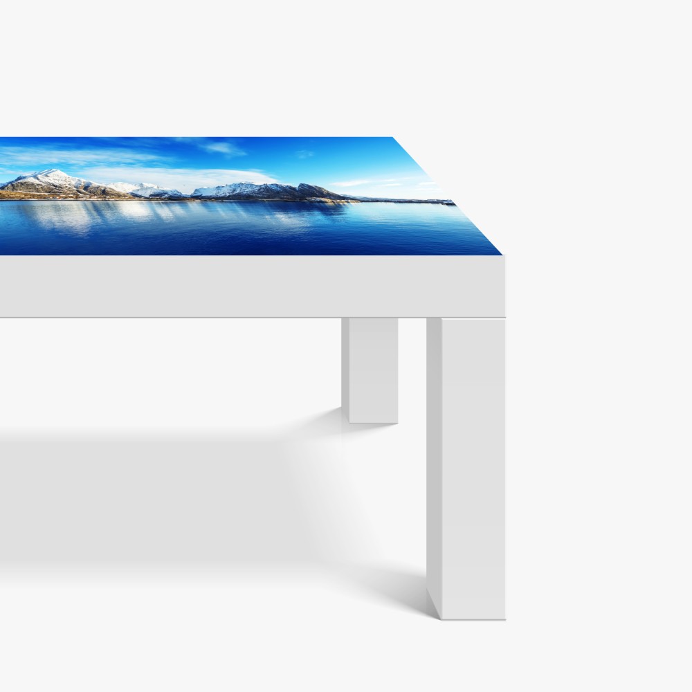 Naklejka na biurko i stół spokojny zimowy fiord w Reine, Lofoty – Wallissimo® Naklejka na biurko i stół spokojny zimowy fiord w Reine, Lofoty – Wallissimo®