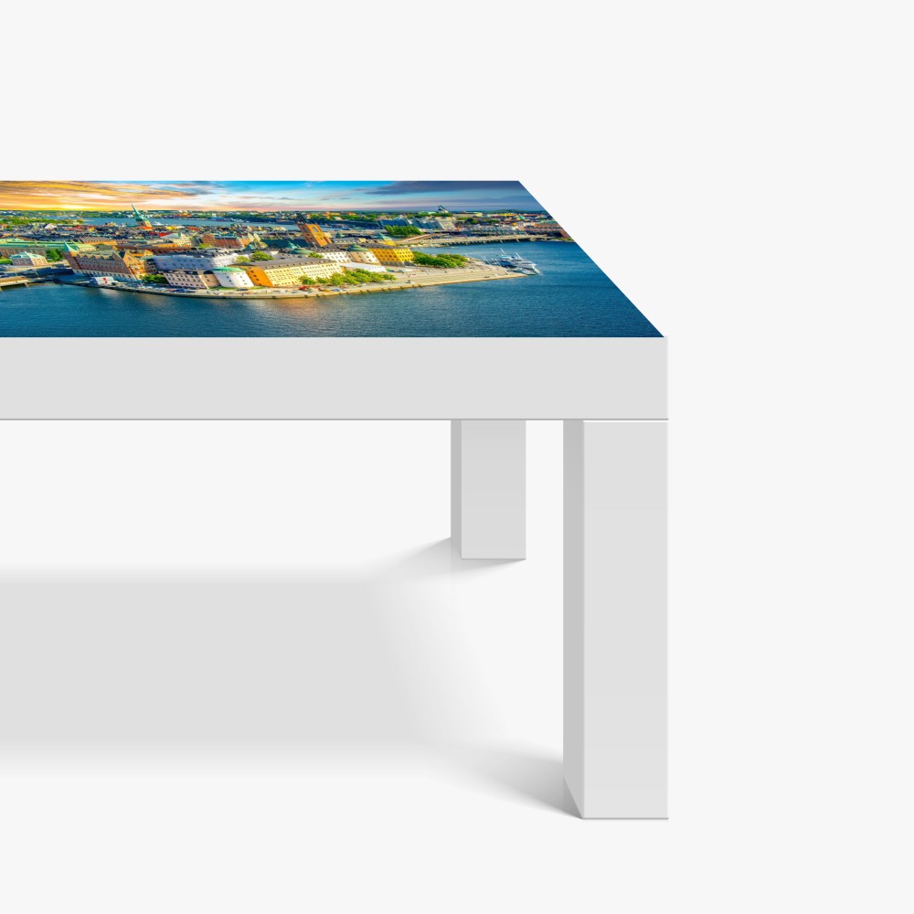 Naklejka na biurko i stół panorama Sztokholmu o zachodzie słońca – Wallissimo® Naklejka na biurko i stół panorama Sztokholmu o zachodzie słońca – Wallissimo®