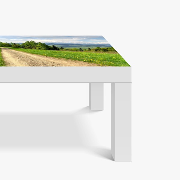 Naklejka na biurko i stół słoneczna zielona łąka o wschodzie – Wallissimo®