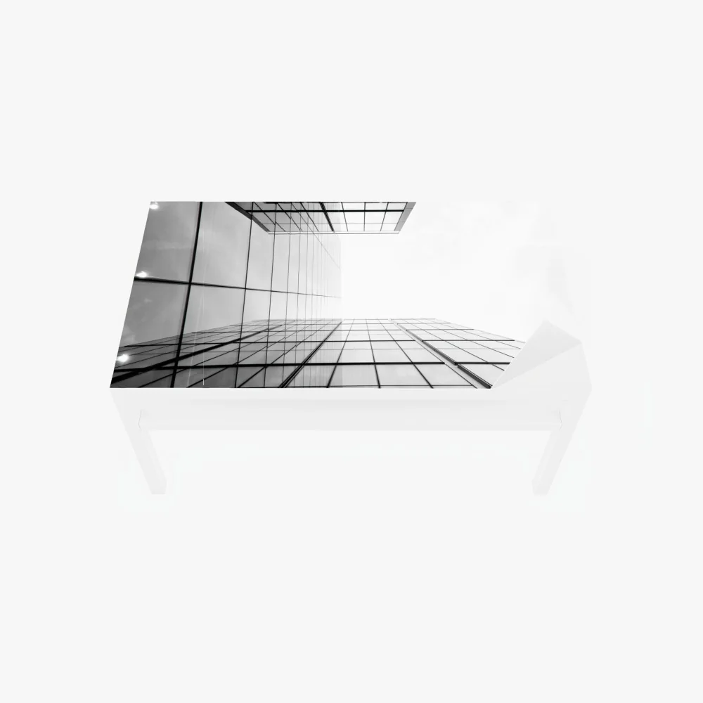 Naklejka na biurko i stół minimalistyczna perspektywa szklanego wieżowca – Wallissimo® Naklejka na biurko i stół minimalistyczna perspektywa szklanego wieżowca – Wallissimo®