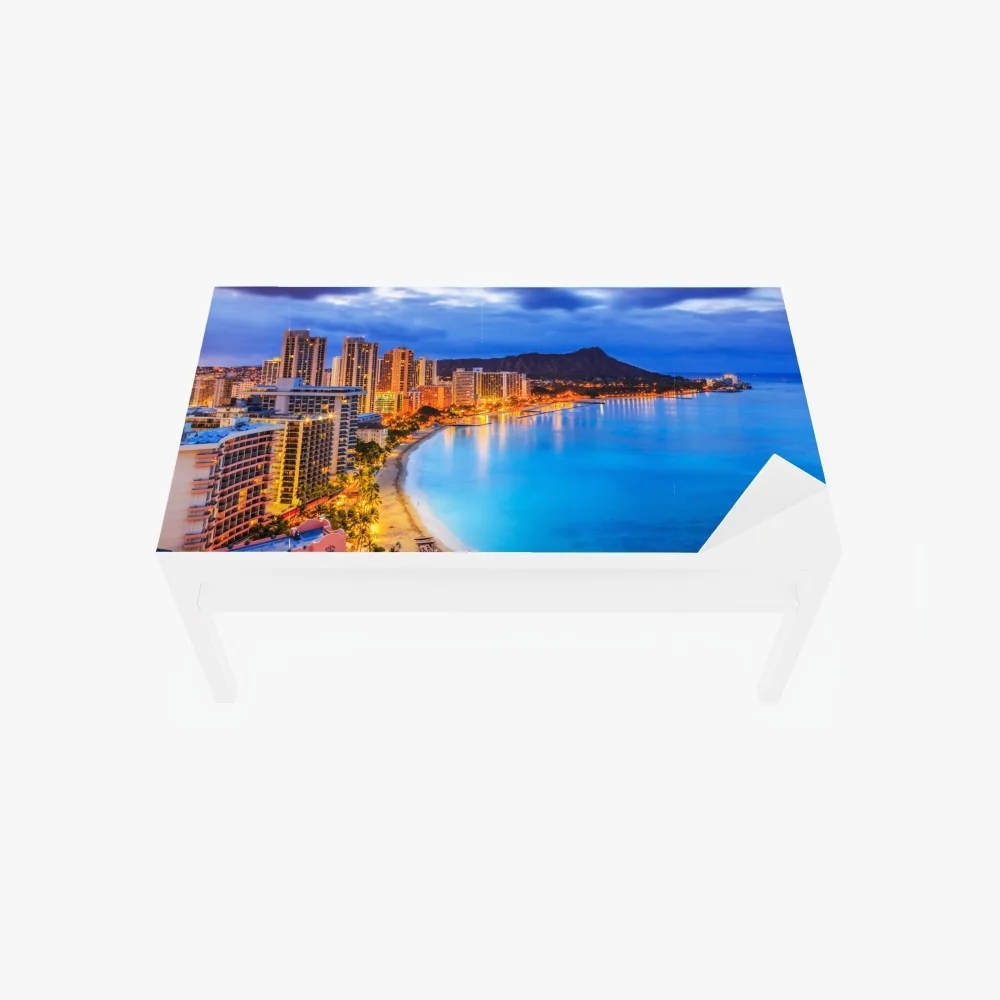 Naklejka na biurko i stół panorama Waikiki i Diamond Head o zmierzchu – Wallissimo® Naklejka na biurko i stół panorama Waikiki i Diamond Head o zmierzchu – Wallissimo®