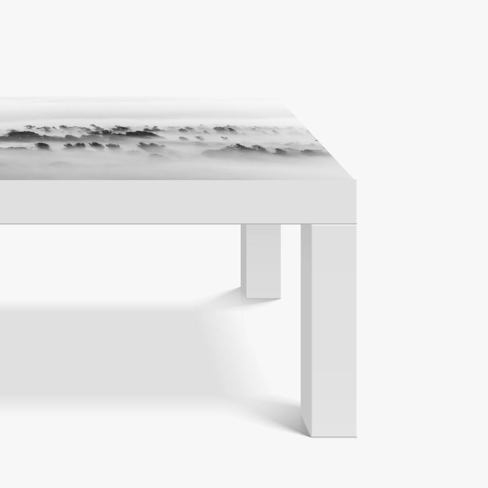 Naklejka na biurko i stół mglisty las czarno-biały – Wallissimo® Naklejka na biurko i stół mglisty las czarno-biały – Wallissimo®