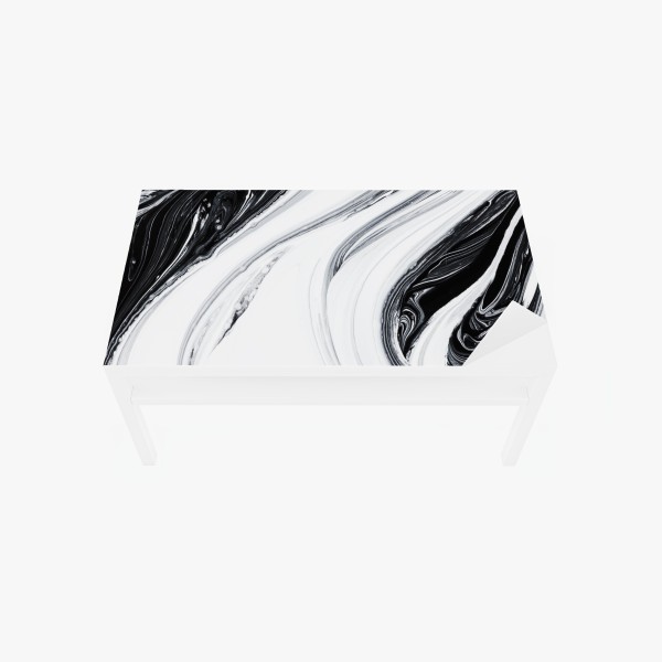 Naklejka na biurko i stół czarno-biała abstrakcja ze złotymi żyłami – Wallissimo®