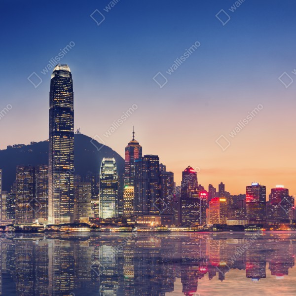 Naklejka na biurko i stół Hongkong panorama miasta o zmierzchu – Wallissimo® Naklejka na biurko i stół Hongkong panorama miasta o zmierzchu – Wallissimo®