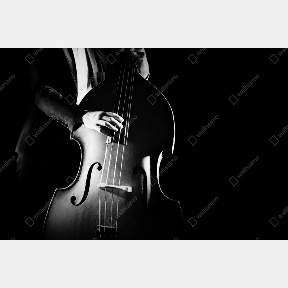 Naklejka na biurko i stół kontrabasista w dramatycznym świetle – Wallissimo® Naklejka na biurko i stół kontrabasista w dramatycznym świetle – Wallissimo®