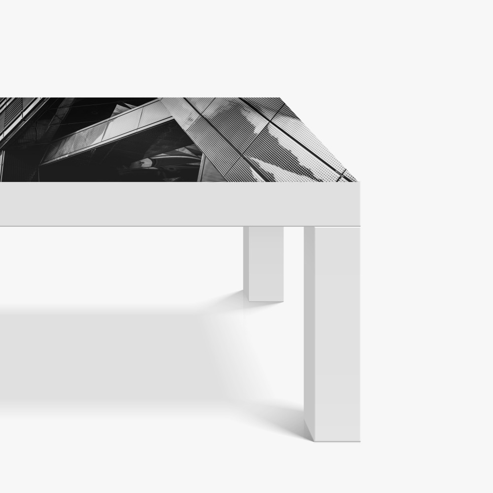 Naklejka na biurko i stół geometryczna fasada w monochromie – Wallissimo® Naklejka na biurko i stół geometryczna fasada w monochromie – Wallissimo®