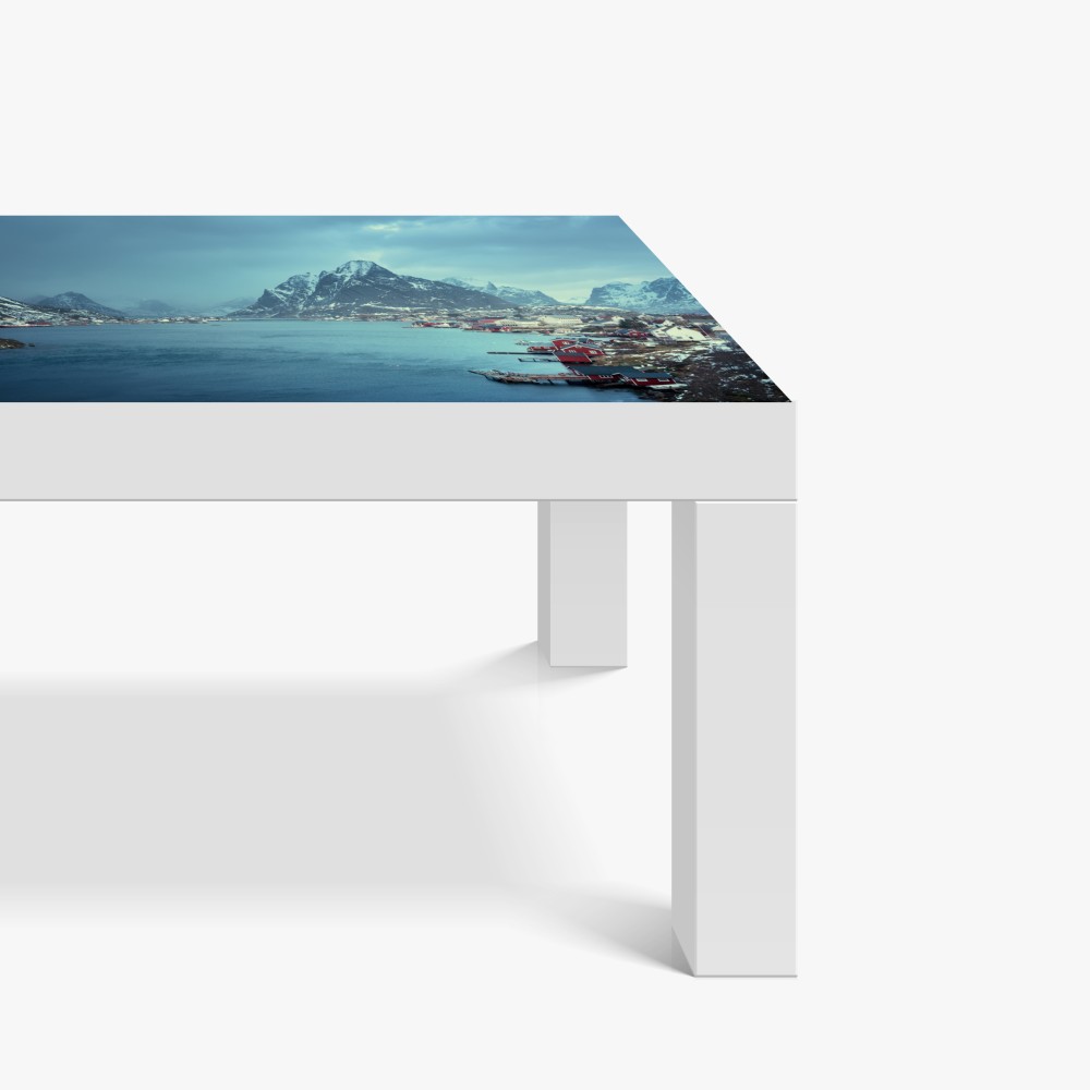 Naklejka na biurko i stół Reine zimowy fiord w Lofotach – Wallissimo® Naklejka na biurko i stół Reine zimowy fiord w Lofotach – Wallissimo®