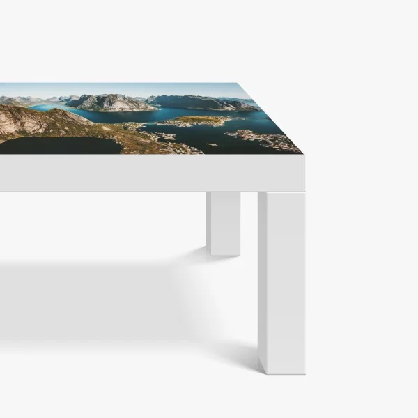 Naklejka na biurko i stół luksusowa niebiesko-złota abstrakcja fluidalna – Wallissimo®