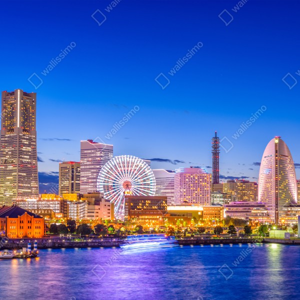 Naklejka na biurko i stół Yokohama panorama miasta o zmierzchu – Wallissimo® Naklejka na biurko i stół Yokohama panorama miasta o zmierzchu – Wallissimo®