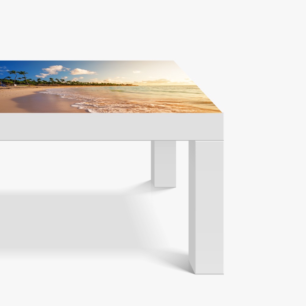 Naklejka na biurko i stół tropikalny zachód słońca na plaży z sylwetkami palm – Wallissimo® Naklejka na biurko i stół tropikalny zachód słońca na plaży z sylwetkami palm – Wallissimo®