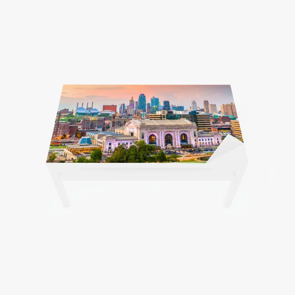 Naklejka na biurko i stół Kansas City panorama o zmierzchu – Wallissimo® Naklejka na biurko i stół Kansas City panorama o zmierzchu – Wallissimo®