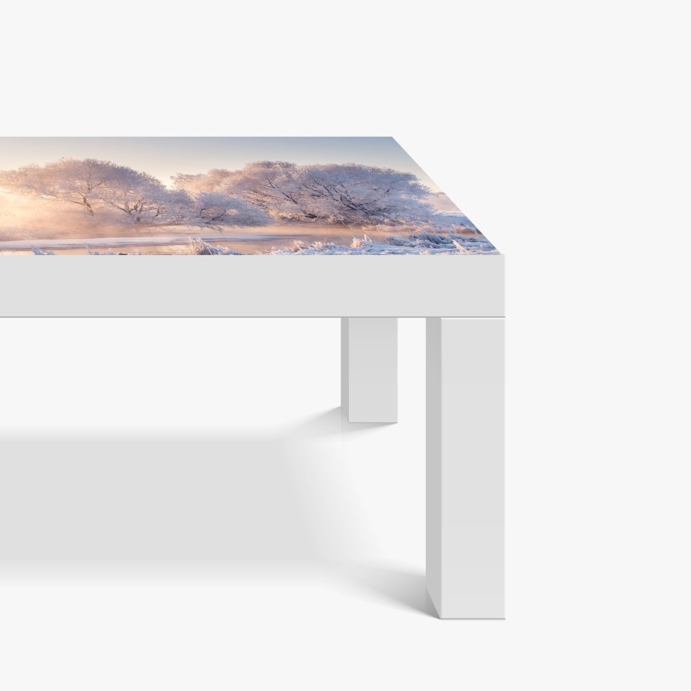 Naklejka na biurko i stół oszronione drzewa o świcie – Wallissimo® Naklejka na biurko i stół oszronione drzewa o świcie – Wallissimo®