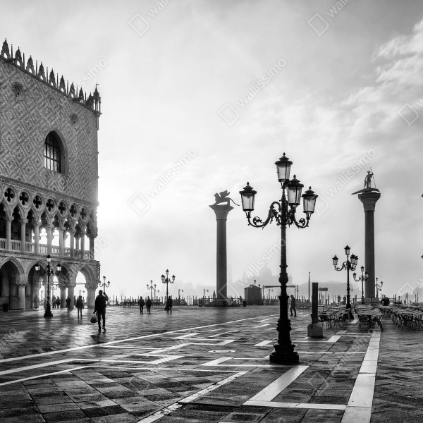 Naklejka na biurko i stół Wenecja plac w porannej mgle – Wallissimo® Naklejka na biurko i stół Wenecja plac w porannej mgle – Wallissimo®