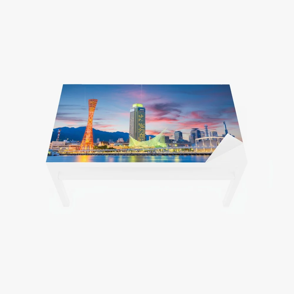 Naklejka na biurko i stół Kobe panorama portu o zmierzchu – Wallissimo® Naklejka na biurko i stół Kobe panorama portu o zmierzchu – Wallissimo®