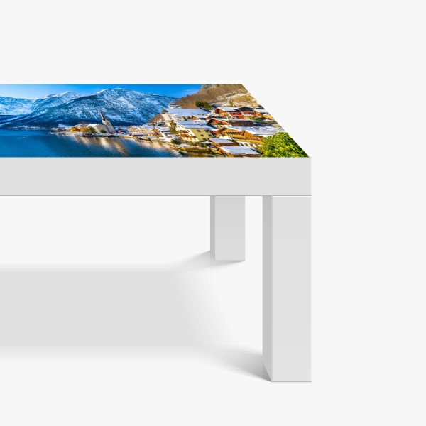 Naklejka na biurko i stół zimowy spokój w Hallstatt — alpejska wioska nad jeziorem – Wallissimo® Naklejka na biurko i stół zimowy spokój w Hallstatt — alpejska wioska nad jeziorem – Wallissimo®